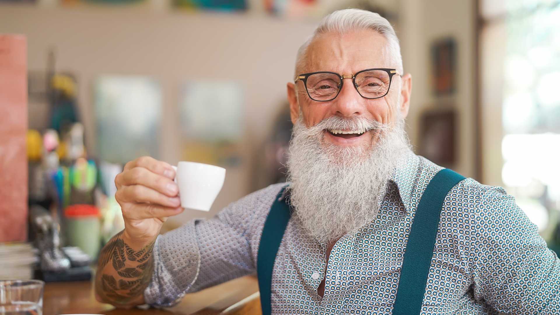 Man enjoying a cup of coffee